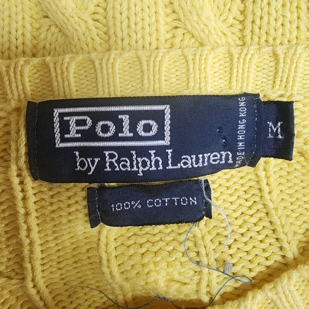 Vintage Polo by Ralph Lauren Yellow Cableknit Sweater (M)